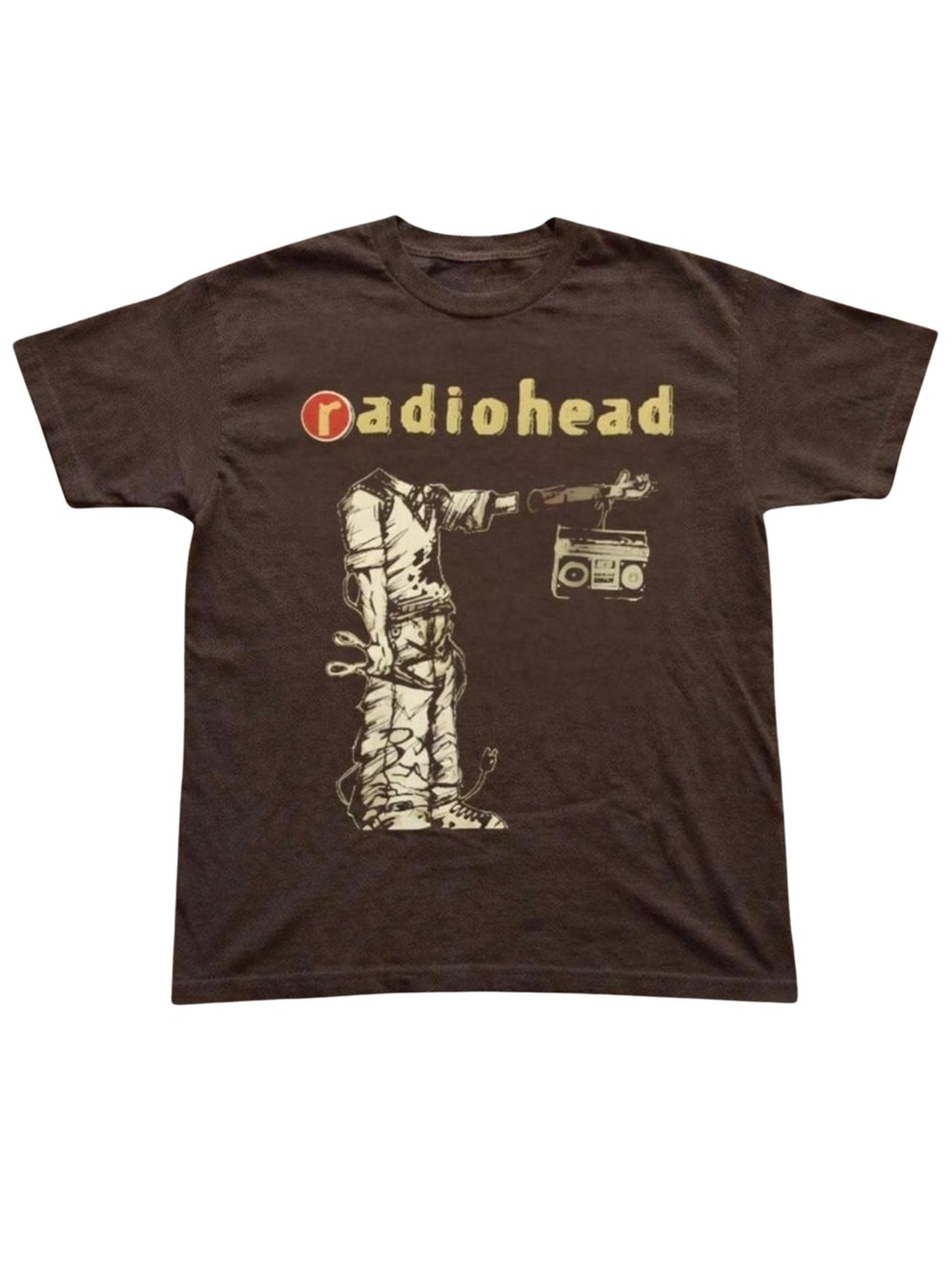 Gildan Band Graphic Tee in Brown with Cream Print